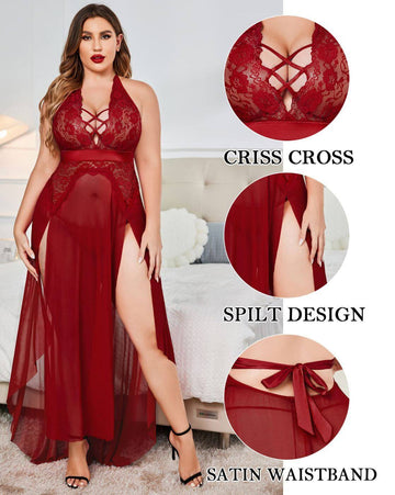NaughtyWear Seductive Honeymoon Nighty Maroon