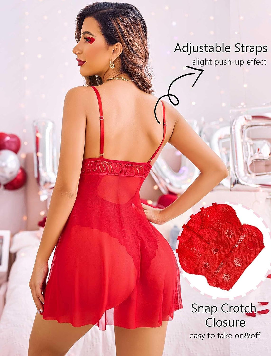 NAUGHTYWEAR SEDUCTIVE AND SEXY DRESS (RED) FOR WOMEN