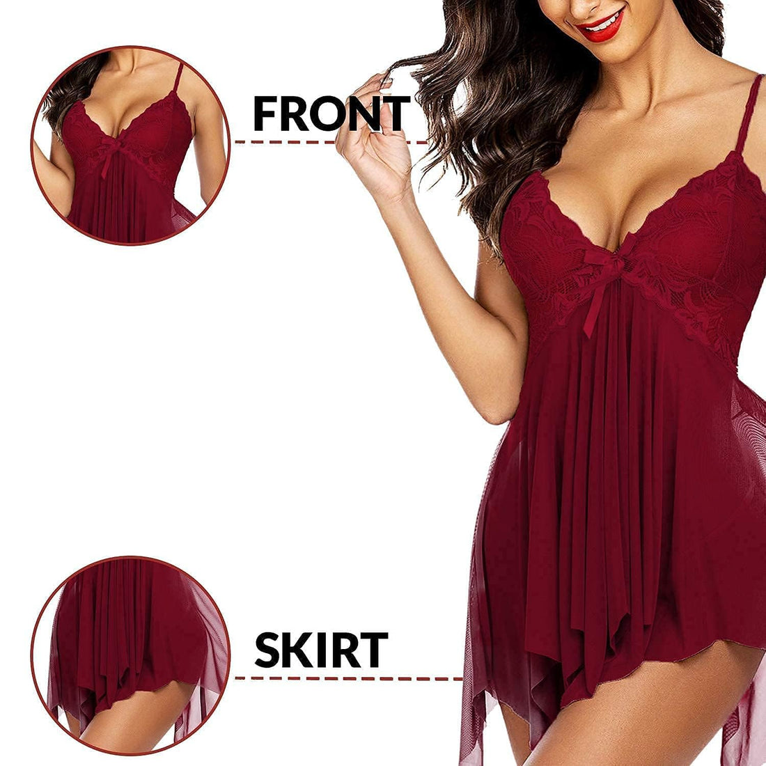 NAUGHTYWEAR BABYDOLL DRESS EXCLUSIVE COLLECTION CHARCOL MAROON