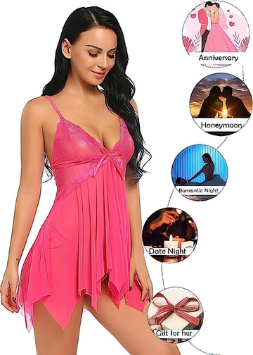 NAUGHTYWEAR BABYDOLL DRESS EXCLUSIVE COLLECTION CHARCOL PINK