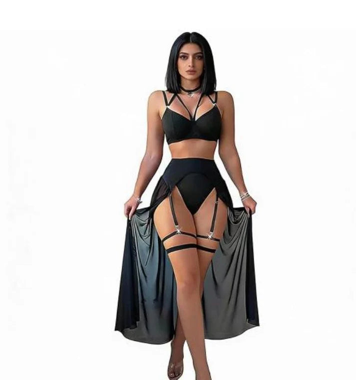 Naughtywear Women’s Stylish Midnight Glamour 3-Piece Combo Set