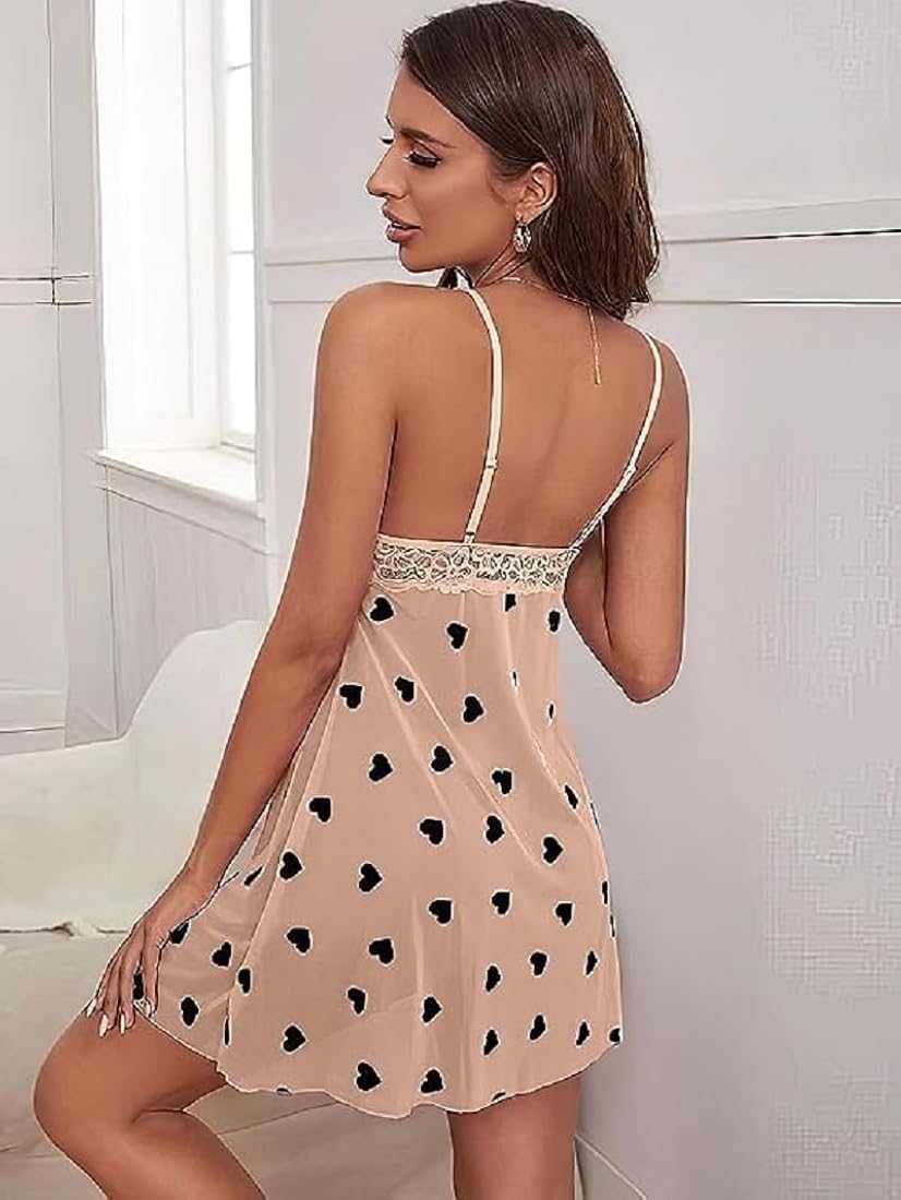 NAUGHTYWEAR BABYDOLL DRESS EXCLUSIVE COLLECTION SWEET HEART BEIGE