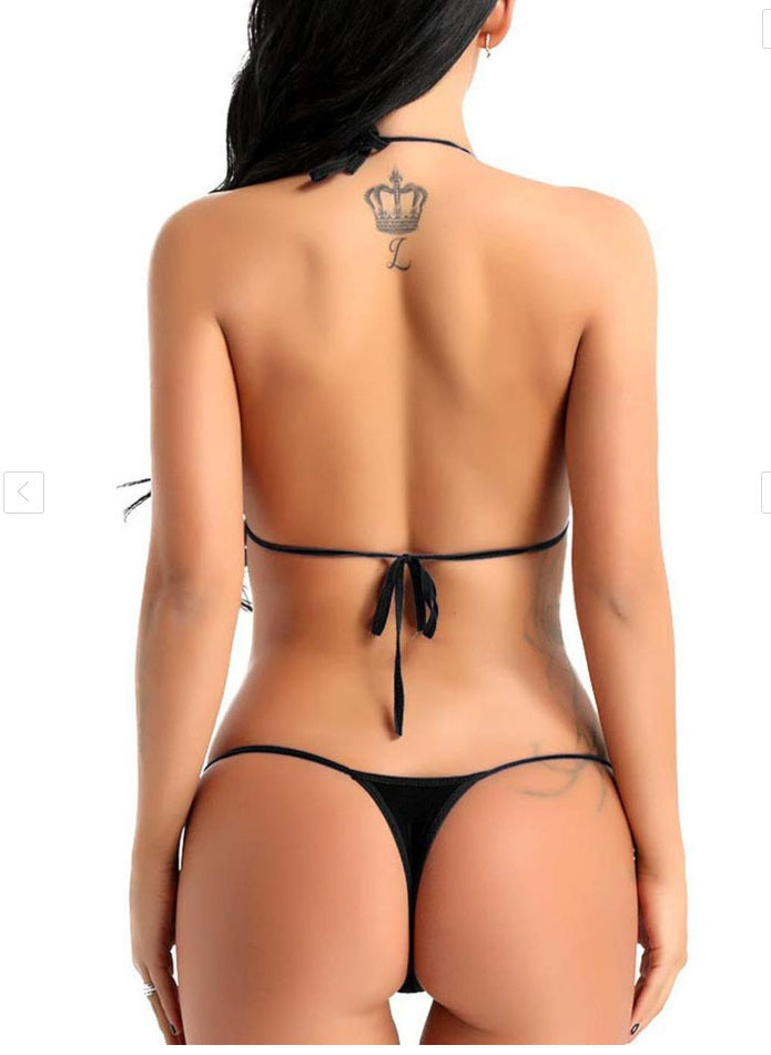 NaughtyWear Noir Desire Micro Bikini Set – Ultra-Sleek Adjustable Black Two-Piece