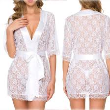 NAUGHTYWEAR SEDUCTIVE BABYDOLL ROBE SET NIGHTY WHITE
