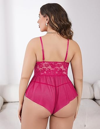 Naughtywear Womens Scarlet Desire Lace Teddy Babydoll Nightdress Pink
